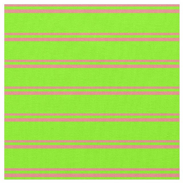 Light Coral and Green Coloured Lines Fabric (Close Up)