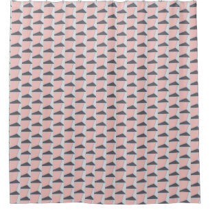 Light Coral and Grey Blue Stripes Shower Curtain