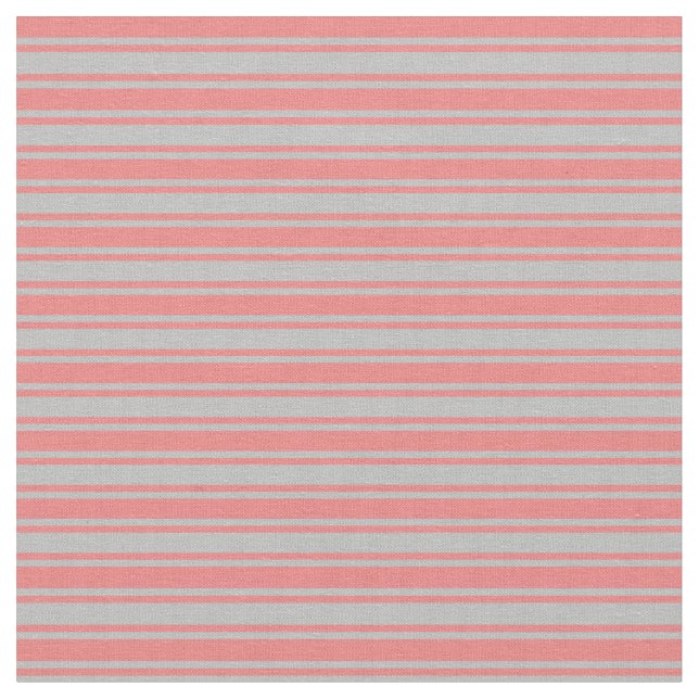 Light Coral and Grey Coloured Lines Fabric (Close Up)