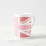 Light Coral and Pink Union Jack Bone China Mug<br><div class="desc">Light coral and pink pattern based on the Union Jack. A modern design for Anglophiles. You can add a personalised text message across the centre if you'd like. Have fun! It's been nearly 4 years since my last and only trip to London. I'd really like to make it back and...</div>