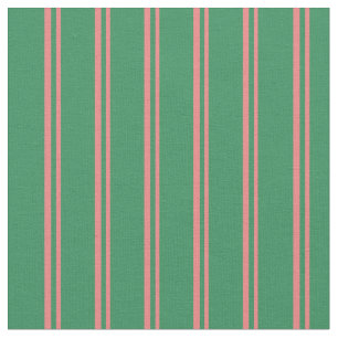 Light Coral and Sea Green Lines/Stripes Pattern Fabric