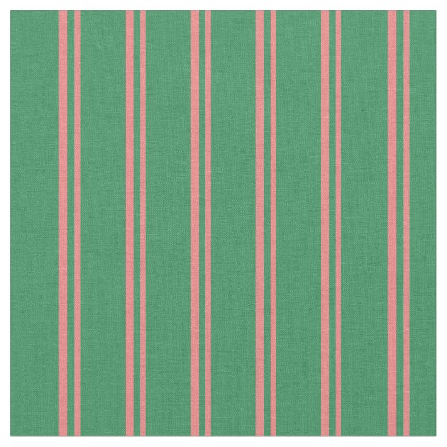 Light Coral and Sea Green Lines/Stripes Pattern Fabric (Close Up)