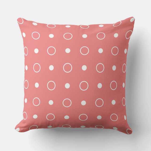 Light coral and white dots cushion (Front)