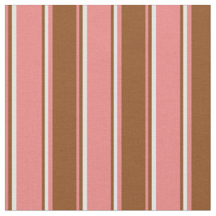Light Coral, Brown, and Light Cyan Pattern Fabric