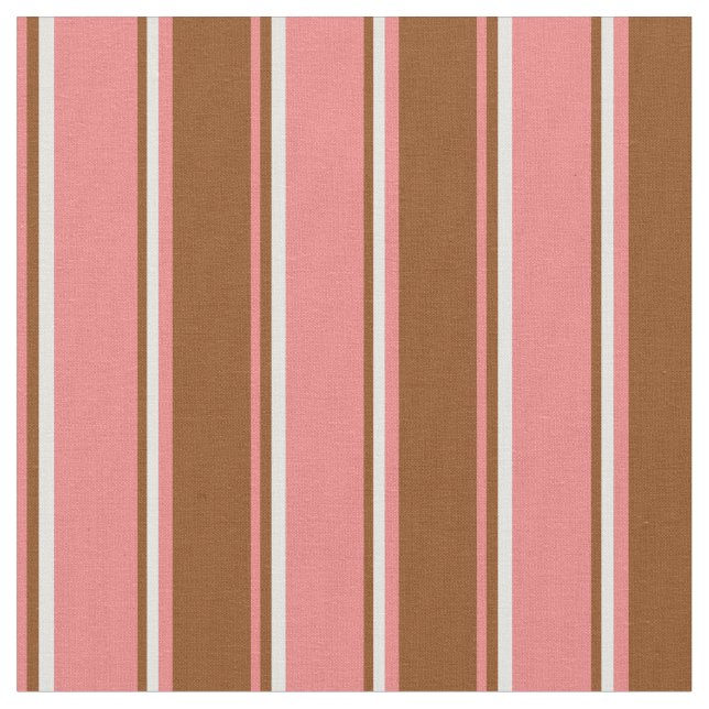 Light Coral, Brown, and Light Cyan Pattern Fabric (Close Up)