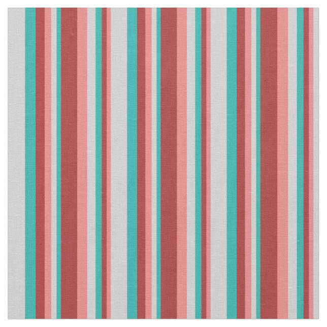 Light Coral, Brown, Light Sea Green & Light Grey Fabric (Close Up)