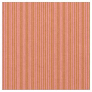 Light Coral & Chocolate Coloured Lines Pattern Fabric
