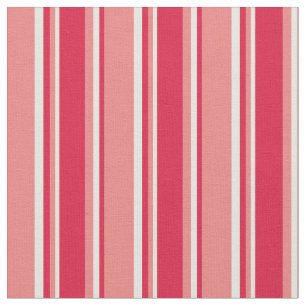 Light Coral, Crimson & Beige Stripes Pattern Fabric