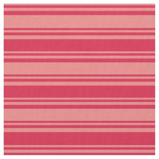Light Coral & Crimson Coloured Lines Fabric (Close Up)