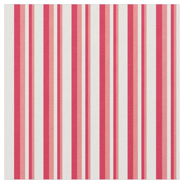 Light Coral, Crimson & Mint Cream Lines Fabric (Close Up)