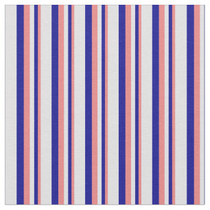 Light Coral, Dark Blue & Lavender Coloured Stripes Fabric