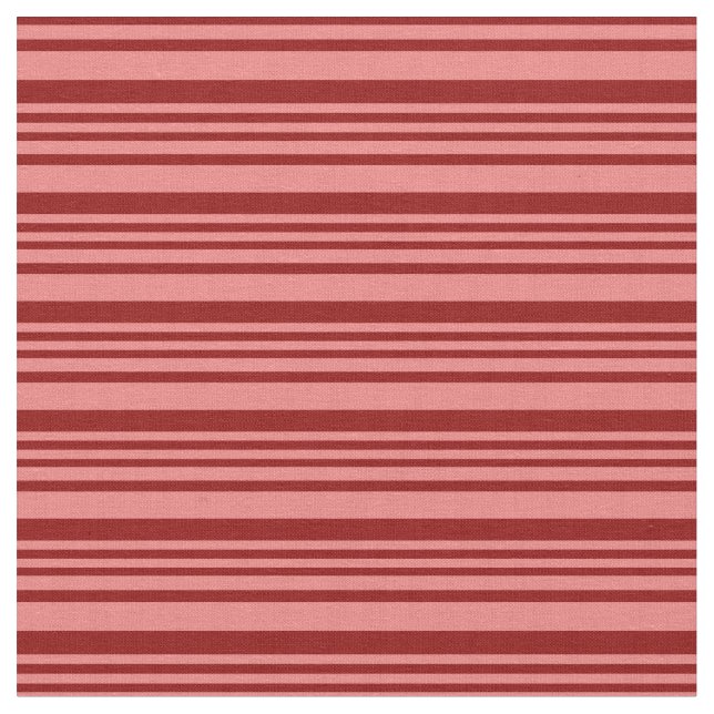 Light Coral & Dark Red Coloured Stripes Fabric (Close Up)