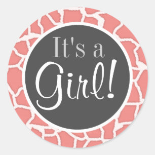 Light Coral Giraffe Animal Print Classic Round Sticker