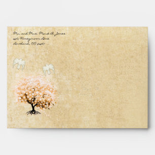 Light Coral Heart Leaf Tree Envelopes