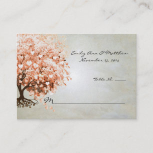Light Coral Heart Leaf Tree Table Place Cards