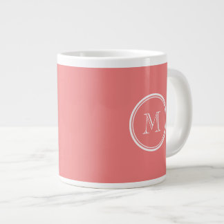 Light Coral High End Coloured Monogram Large Coffee Mug