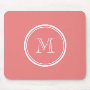 Light Coral High End Coloured Monogram Mouse Pad