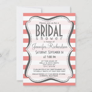 Light Coral Horizontal Stripes Invitation