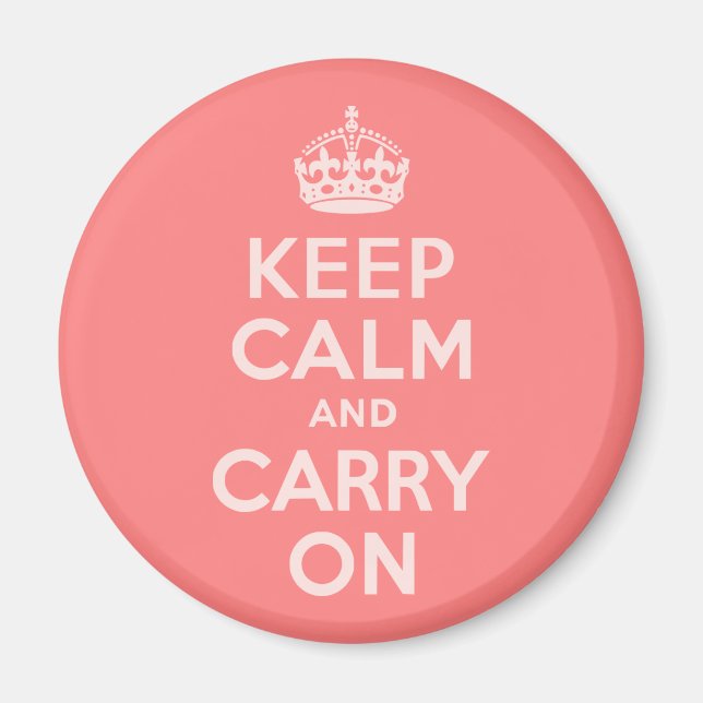 Light Coral Keep Calm and Carry On Magnet (Front)