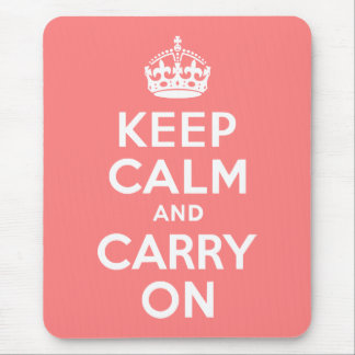 Light Coral Keep Calm and Carry On Mouse Pad