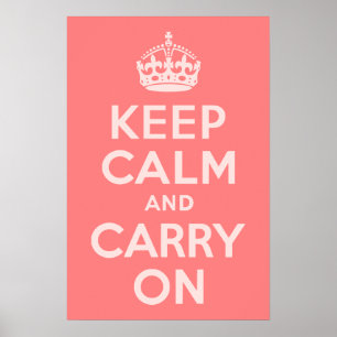 Light Coral Keep Calm and Carry On Poster