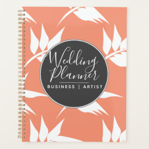 Light Coral Leaves Floral Silohuette Wedding Planner