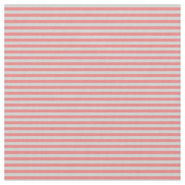 Light Coral & Light Grey Pattern of Stripes Fabric (Close Up)