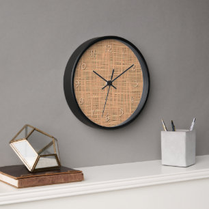Light Coral Orange Colour Faux Jute Fabric Pattern Clock