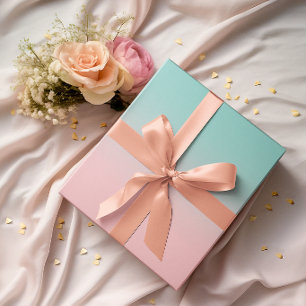 Light Coral Pink and Teal Ombre Wrapping Paper