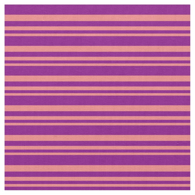 Light Coral & Purple Lined/Striped Pattern Fabric (Close Up)