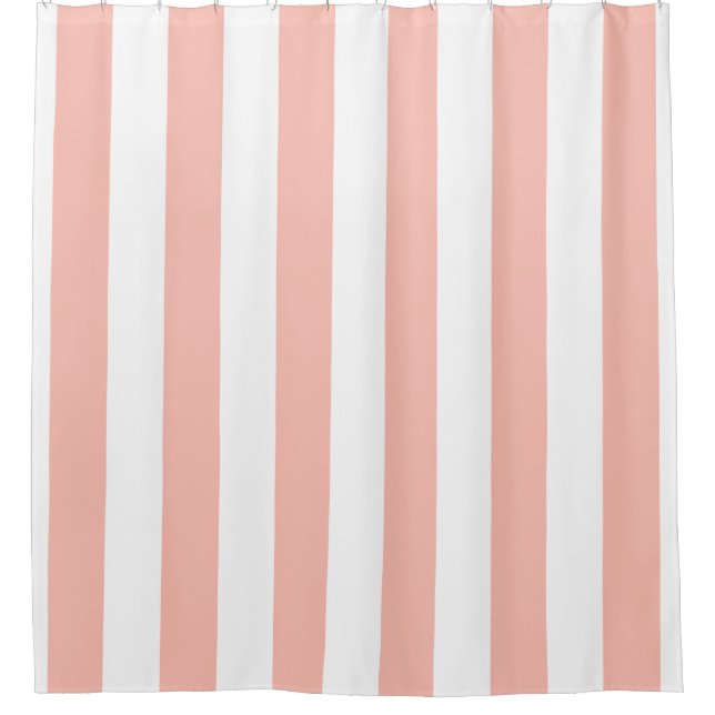 Light Coral Vertical Stripes Shower Curtain (Front)