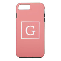 Light Coral White Framed Initial Monogram