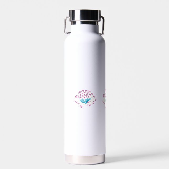 Light Cornflower Blue, Sky Megenta, Girly Water Bottle (Front)