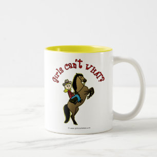 Light Cowgirl on Horse Two-Tone Coffee Mug