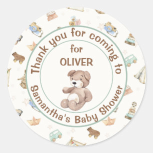 Light Cream Boho Baby Shower Favour Classic Round Sticker