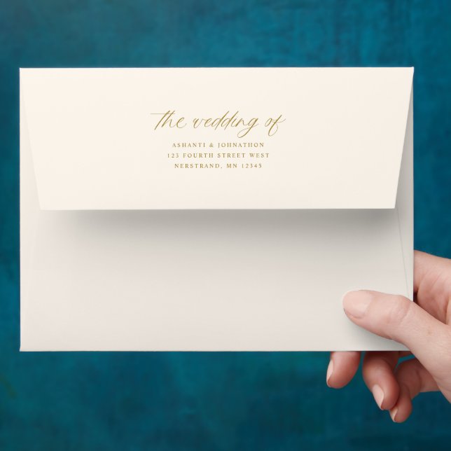 Light Cream / Ivory and Gold Wedding Envelope (Hand)