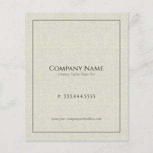 Light cream linen text black typography flyer