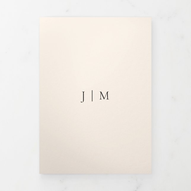 Light Cream Minimal folded formal wedding Tri-Fold Card (Cover)