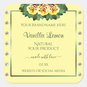 Light Cream Product Labels Yellow Roses Diamonds