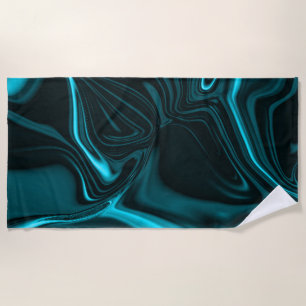 Light cyan and dark curves on dark background. beach towel