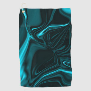 Light cyan and dark curves on dark background. golf towel