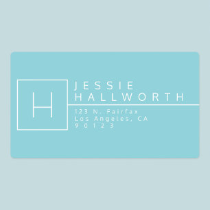 Light Cyan Blue & White Monogrammed Waterproof