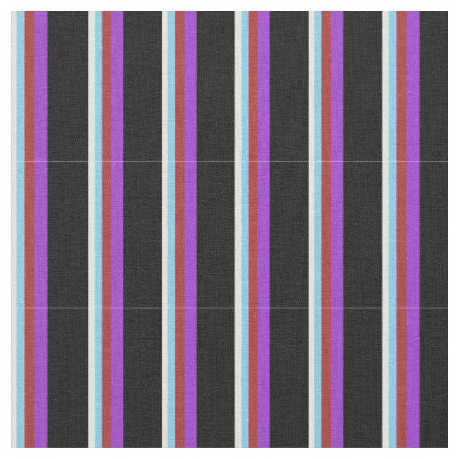 Light Cyan, Sky Blue, Brown, Dark Orchid & Black Fabric (Close Up)