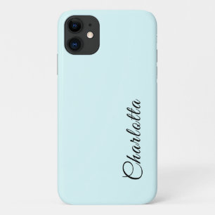 Light Cyan Solid Colour   Minimalist Elegant Name Case-Mate iPhone Case