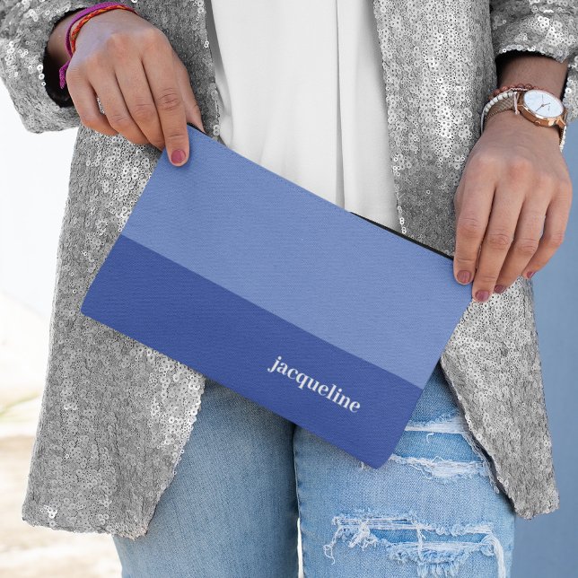 Light Dark Blue Simple Style Custom Name Accessory Pouch (Creator Uploaded)