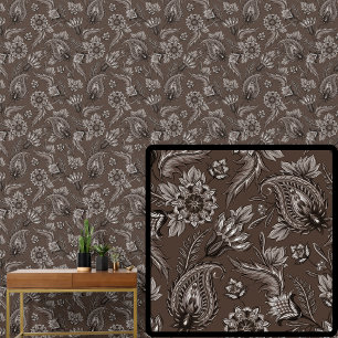 Light Dark Brown Chocolate Floral Paisley Elegant  Wallpaper