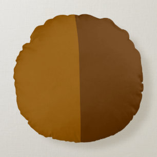 Light Dark Brown Part Half Sides Design Round Cushion