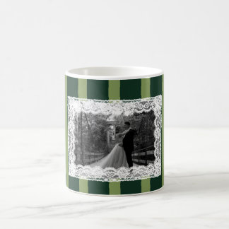 Light&Dark Green Vintage Lace Stripe Invitation Coffee Mug