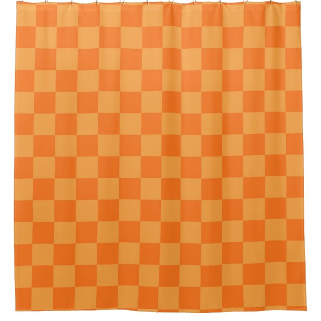Light Dark Orange Chequered Design  Shower Curtain (Front)
