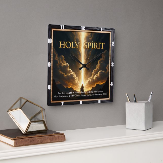 Light Descends Cross Mountain Golden Life Square Wall Clock (Office)